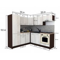 Bucatarie de Colt GENA NEW 9 ST. 190-200, Cu Corp de Cuptor, Wenge / Decor 0164